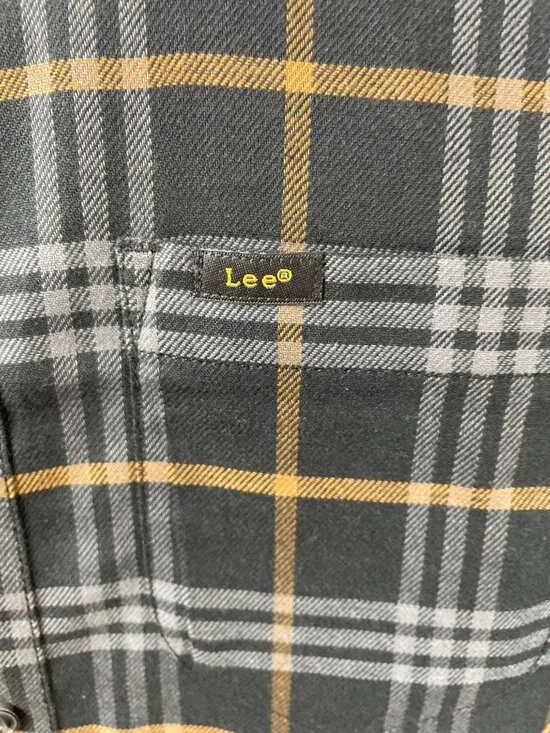 Lee Mens Long Sleeve Plaid Button-Up Shirt Gray & Brown Size Large - Picture 4 of 10